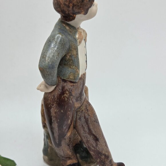 Vintage Hummelwerk Rex Valencia Spain Figurine Boy Gray Tan Leaning Porcelain - Picture 3 of 10